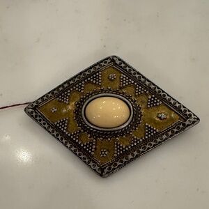 Geometric Brooch with Cream Resin Center